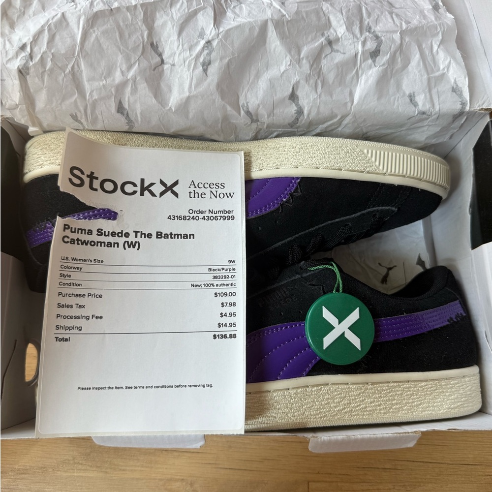 Puma Batman x Womens Suede Classic Catwoman Sneakers in Black & Purple Size 9 - Picture 7 of 8